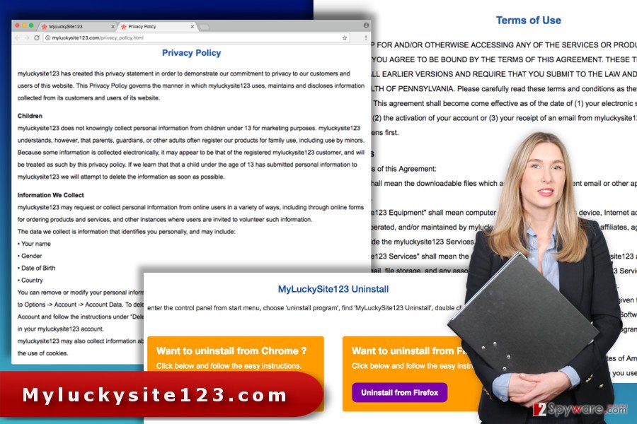 The illustration of Myluckysite123.com virus