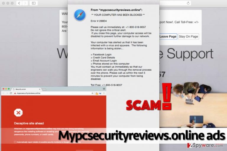 Fake alarm by Mypcsecurityreviews.online virus