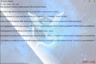 The image of Mystic ransomware