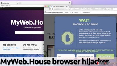 Screenshot of MyWeb.House redirect virus