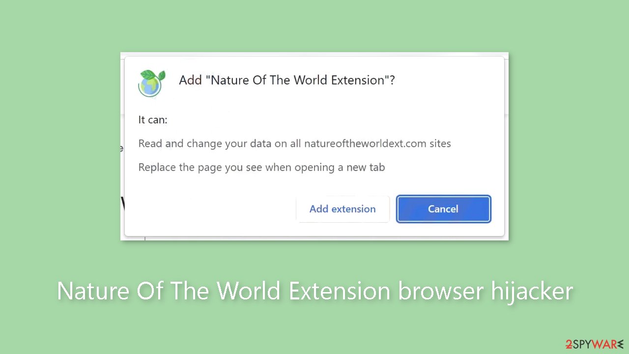 Nature Of The World Extension browser hijacker