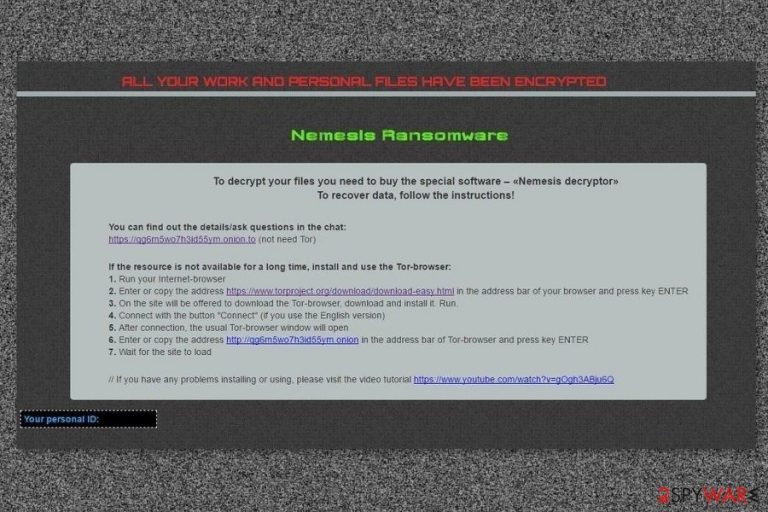 Ransom note by Nemesis virus