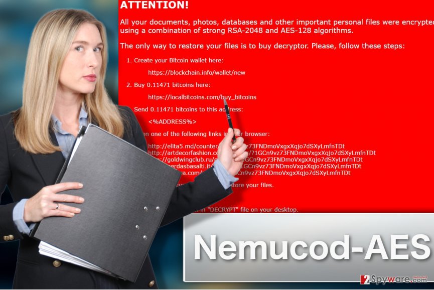 Illustration of Nemucod-AES ransomware virus