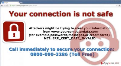 The example of “NET::ERR_CERT_DATE_INVALID” virus