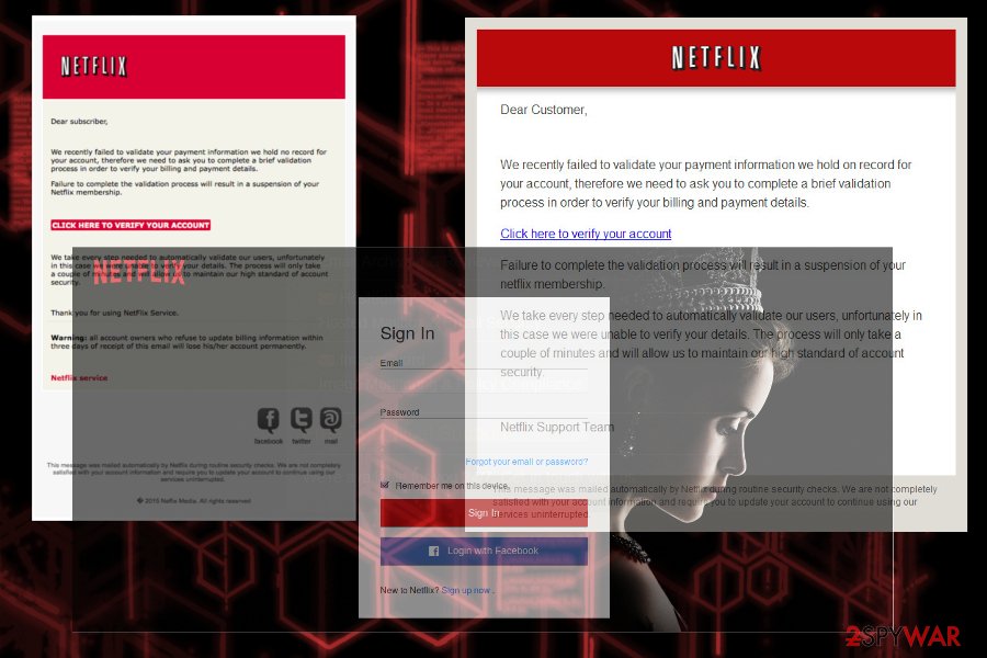 Netflix scam examples