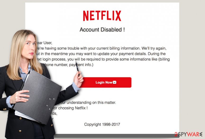 The screenshot of Netflix scam