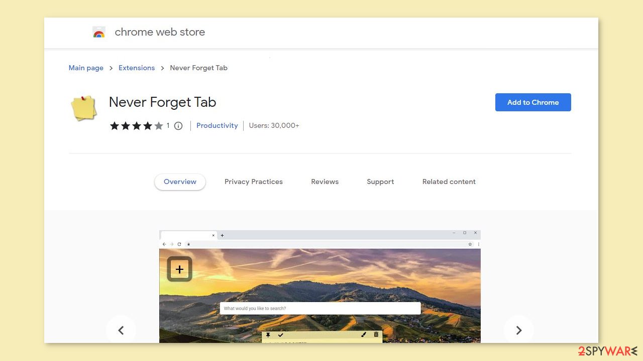 Never Forget Tab browser hijacker