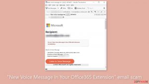 “New Voice Message In Your Office365 Extension” email scam