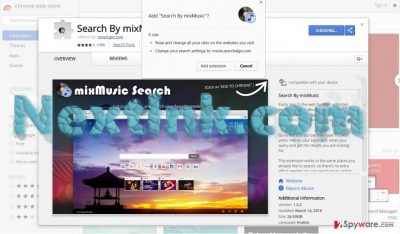 The image displaying mixMusic/Nextlnk.com browser extension