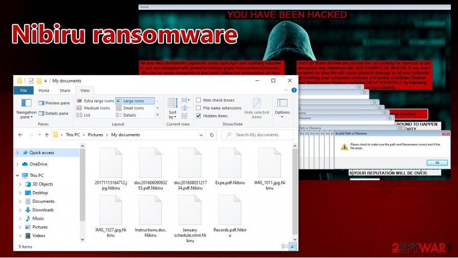 Nibiru ransomware encrypted files