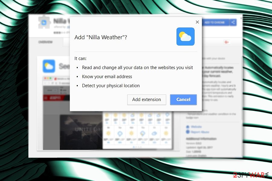 The picture displaying Nilla Weather add-on