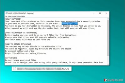 Ransom note from Cryptomix Noob ransomware authors