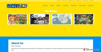 An official website of Gameszing virus