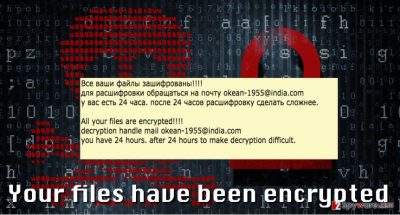 Okean-1955 ransomware displays a frightening message