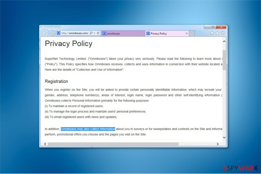 Omniboxes.com can collect private information