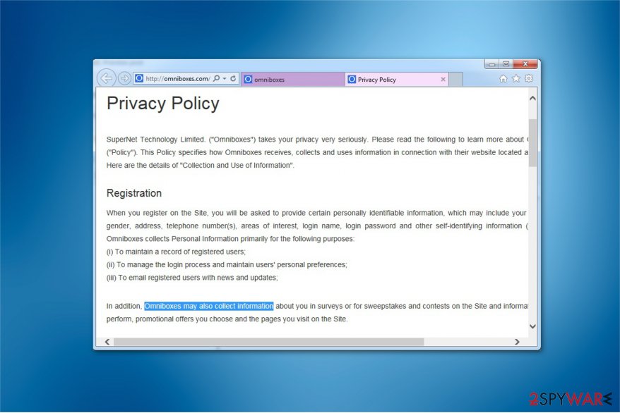 Omniboxes.com can collect private information