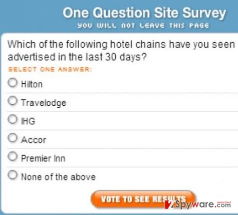 “One Question Site Survey” pop-up virus snapshot “One Question Site Survey” pop-up virus snapshot