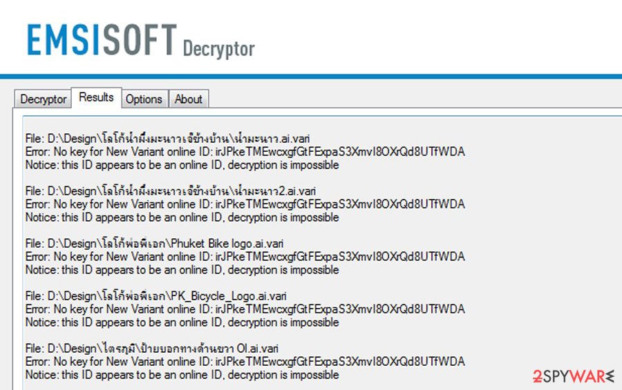 Online ID - decryption ompossible