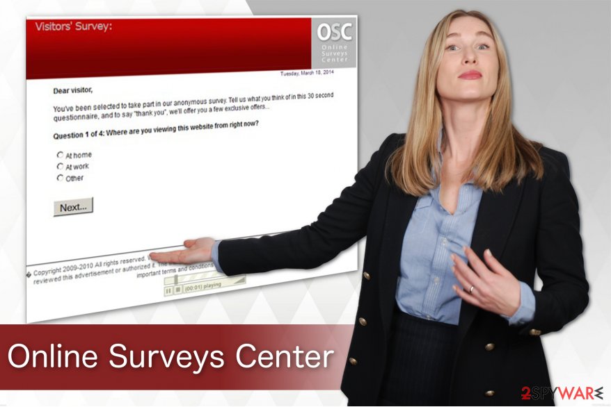 Online Surveys Center virus pop-up illustration