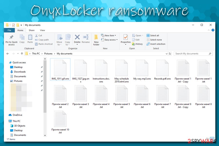 OnyxLocker ransomware locked files
