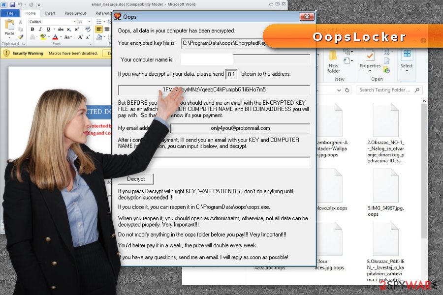 The picture of OopsLocker ransomware virus