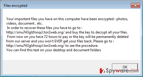 OphionLocker virus snapshot OphionLocker virus snapshot