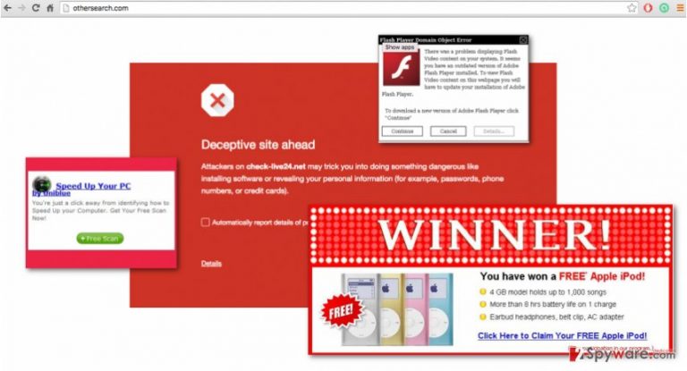 An example of ads generated by the OtherSearch virus