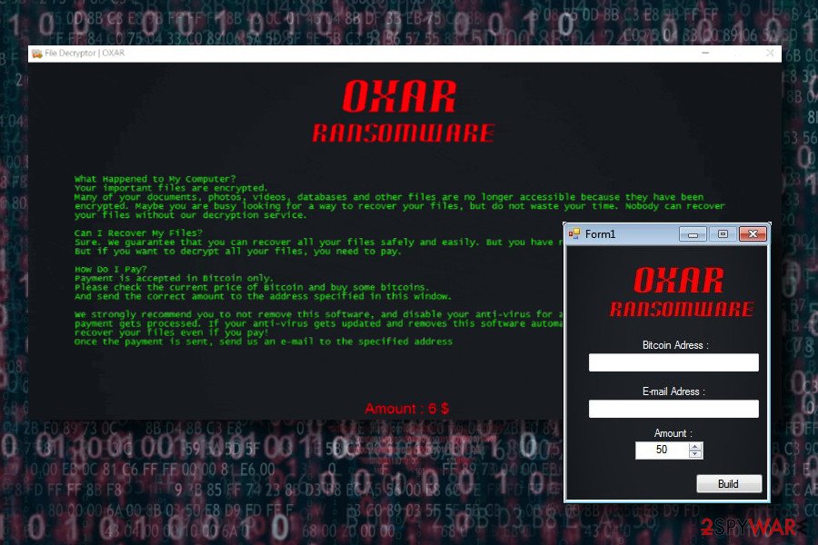 Oxar malware. Ransom note depicted