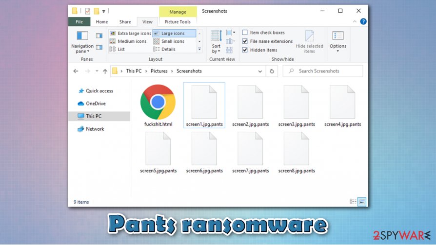 Pants ransomware encrypted files