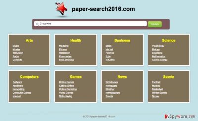 Image of the Paper-search2016.com browser hijacker