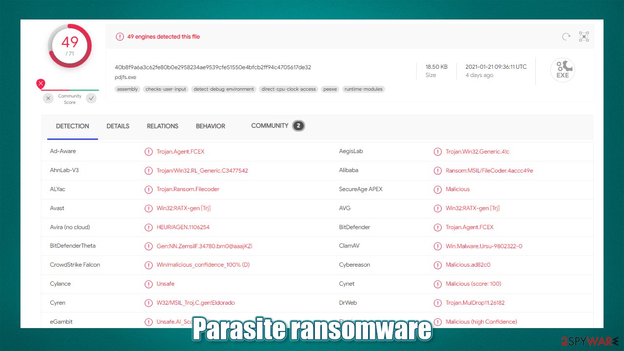 Parasite virus detection