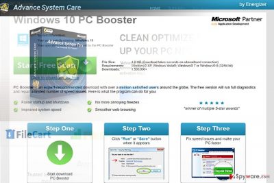 The image displaying Pcbooster.biz virus 