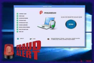 The image displaying PCGuardian Registry Cleaner