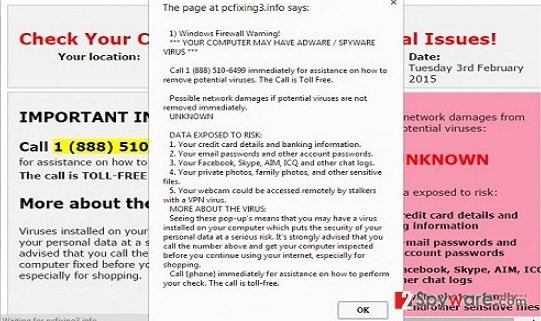 Pcfixing3.info pop-up virus snapshot Pcfixing3.info pop-up virus snapshot