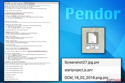 The image of Pendor ransomware virus