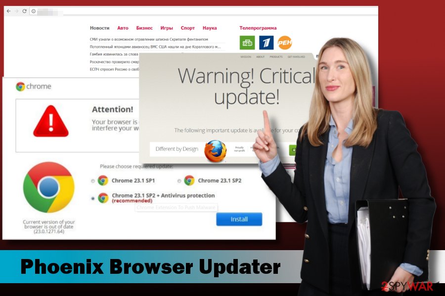 Showing Phoenix Browser Updater malware
