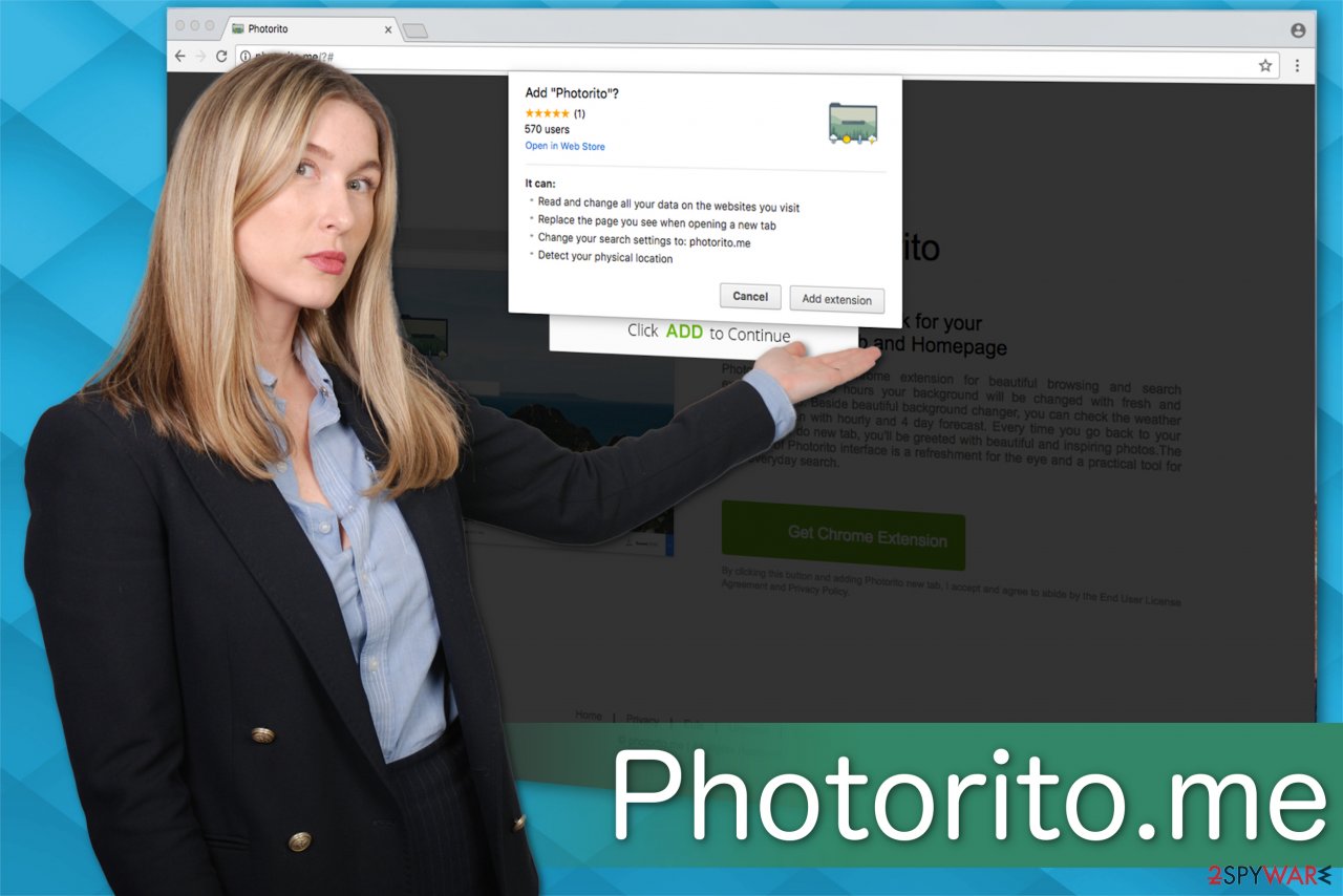 Photorito.me browser hijacker illustration