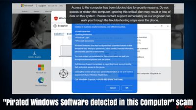 Pirated Windows Software detected in this Computer scam