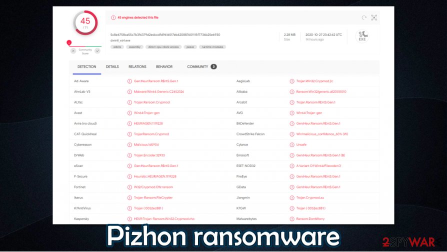 Pizhon ransomware detection