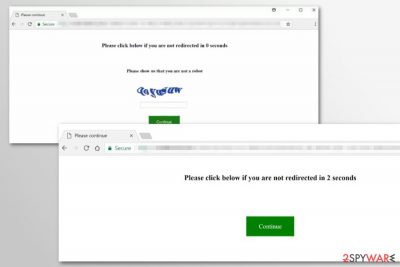 Example of “Please click below if you are not redirected” scam