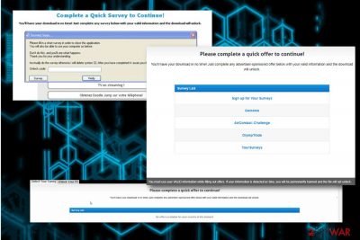 Displaying Please complete a quick survey to continue scam