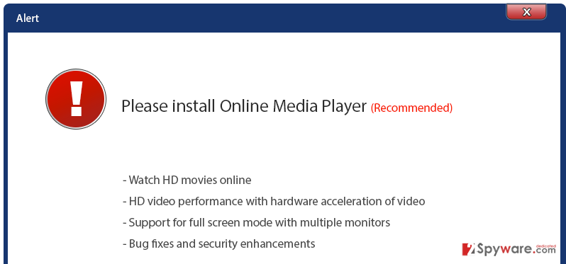 ‘Please install Online Media Player’ virus snapshot ‘Please install Online Media Player’ virus snapshot