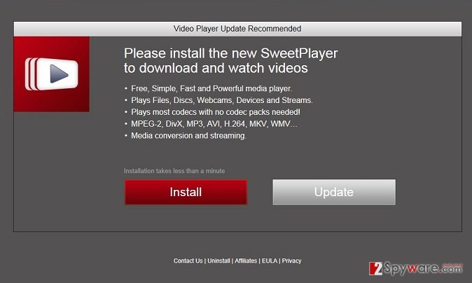 “Please install the new SweetPlayer” virus snapshot “Please install the new SweetPlayer” virus snapshot