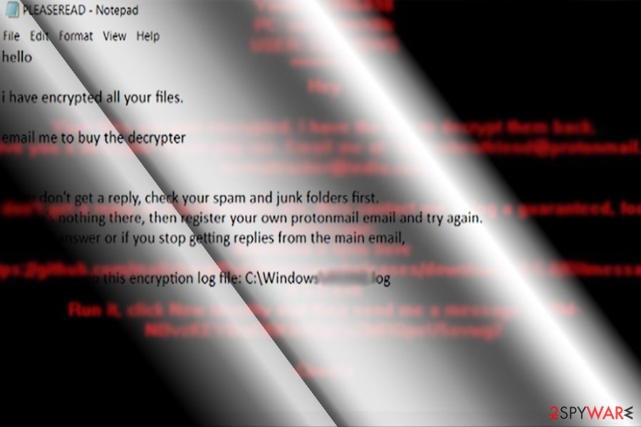 The illustration of Mobef ransomware virus ransom note