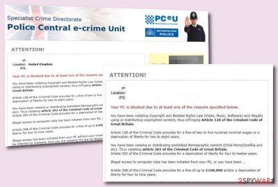 Police Central e-crime Unit scam