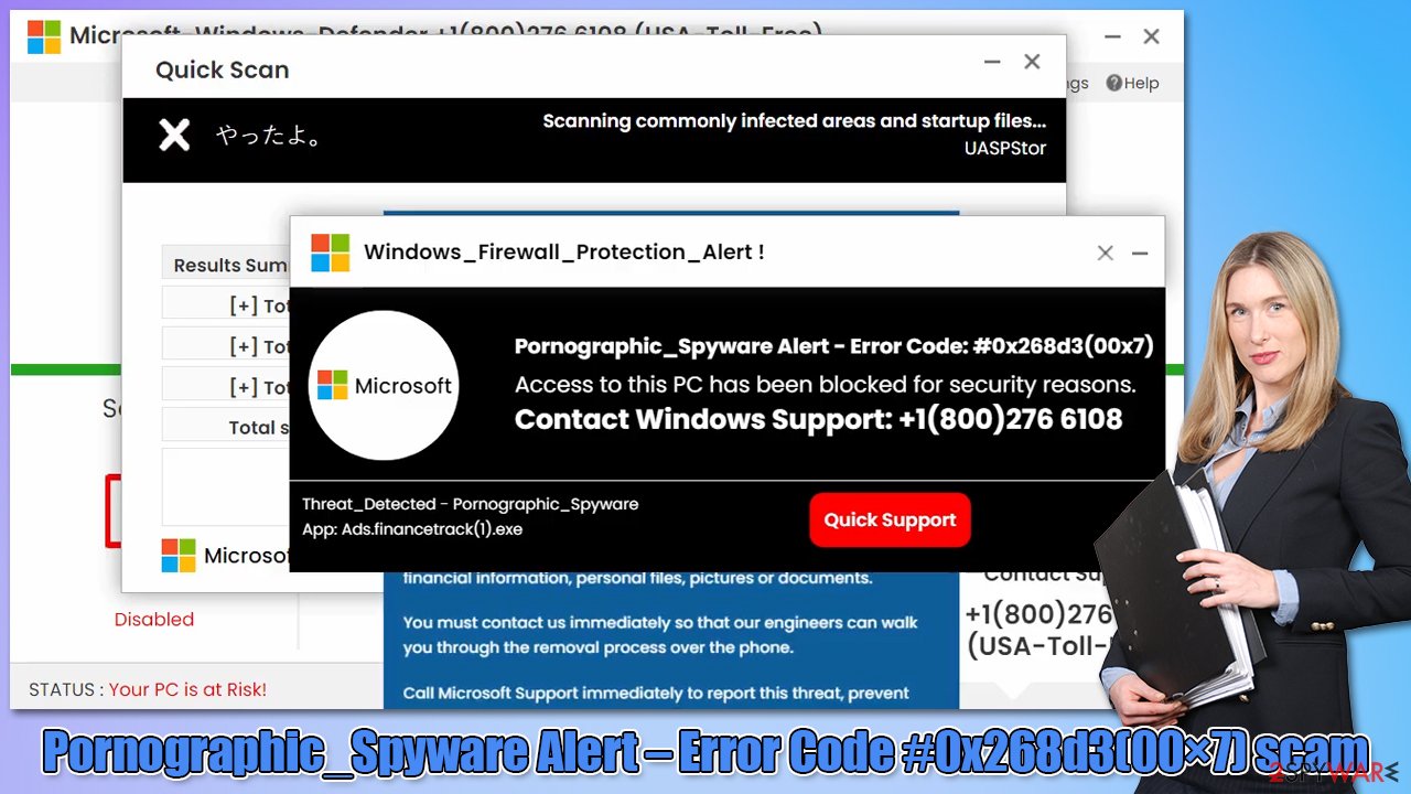 Pornographic_Spyware Alert – Error Code #0x268d3(00×7) scam