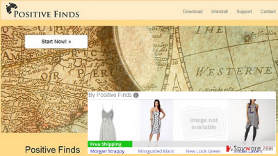 The main page of Positive Finds adware