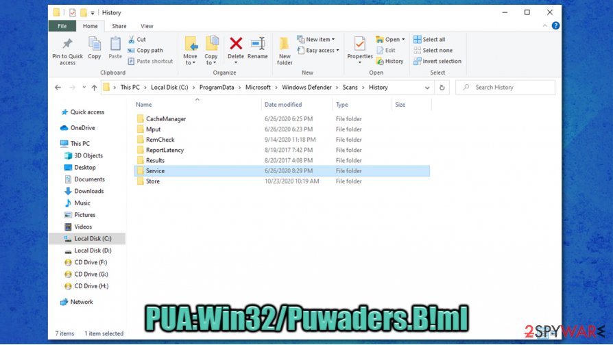 PUA:Win32/Puwaders.B!ml virus removal