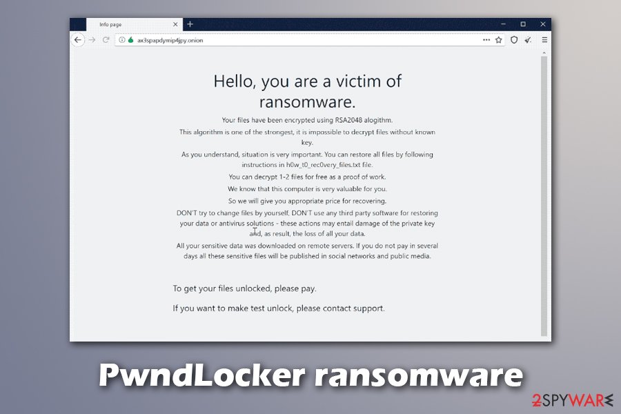 PwndLocker ransomware ransom note via Tor
