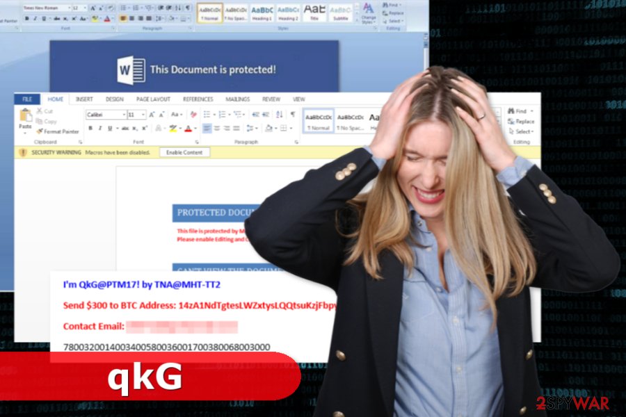 Example of qkG ransomware virus attack